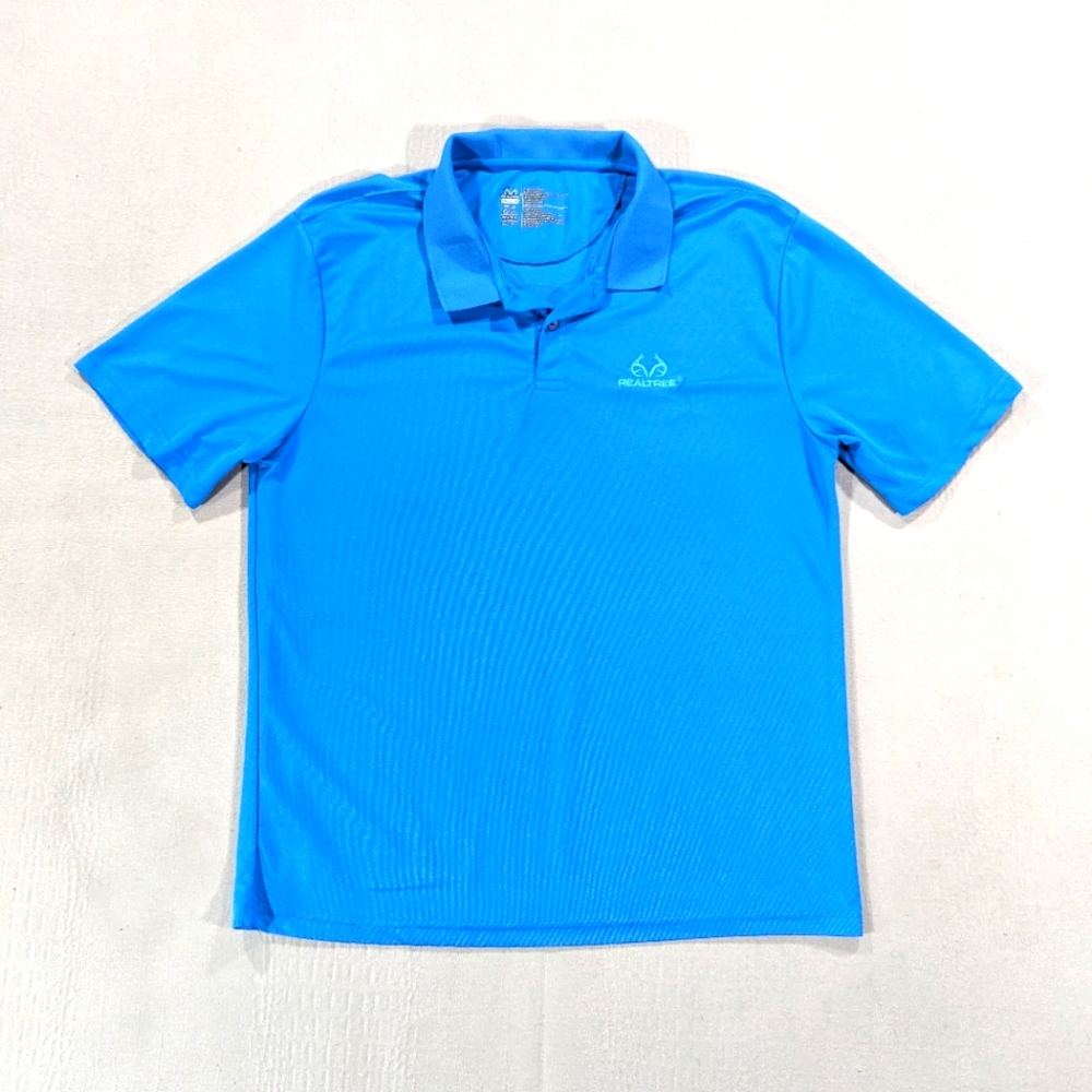 Realtree Polo Top Men's Size XL Blue Short Sleeve Polo Shirt Golfing